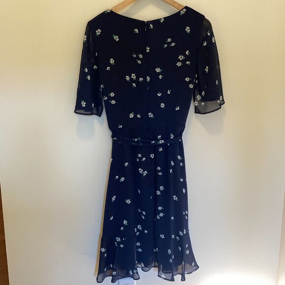 DKNY Chiffon Floral Dress, Navy, 10, NWOT - Picture 4 of 5